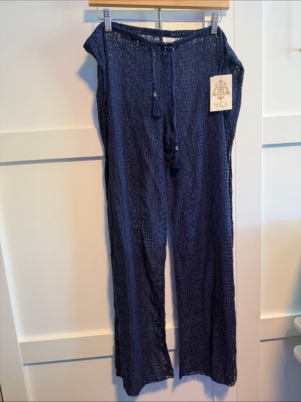 BECCA Navy Crochet Swim Coverup Pants